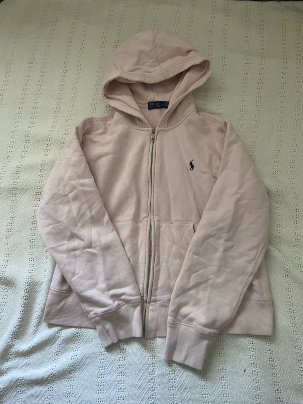 Polo by Ralph Lauren Light Pink Hooded Sweatshirt with Navy Tag
